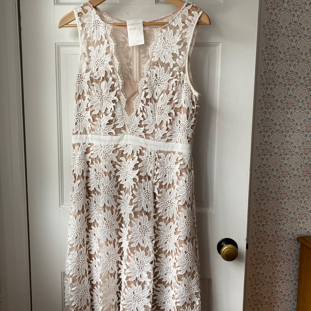 Adrianna Papell Illusion Floral Lace Fit & Flare Dress (Regular & Petite) NWT